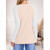imageANRABESS Womens Long Sleeve Tops Ribbed Knit Color Block Shirts Lightweight Sweaters 2025 Fall Outfits BlousesTan White