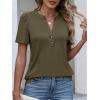 imageANRABESS Womens Short Sleeve Henley V Neck Shirts Dressy Casual 2026 Trendy Tops Business Button Up Blouses Cute Work ClothesArmy Green