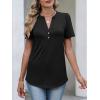 imageANRABESS Womens Short Sleeve Henley V Neck Shirts Dressy Casual 2026 Trendy Tops Business Button Up Blouses Cute Work ClothesBlack