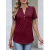 imageANRABESS Womens Short Sleeve Henley V Neck Shirts Dressy Casual 2026 Trendy Tops Business Button Up Blouses Cute Work ClothesBurgundy