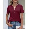 imageANRABESS Womens Short Sleeve Henley V Neck Shirts Dressy Casual 2026 Trendy Tops Business Button Up Blouses Cute Work ClothesBurgundy