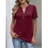 imageANRABESS Womens Short Sleeve Henley V Neck Shirts Dressy Casual 2026 Trendy Tops Business Button Up Blouses Cute Work ClothesBurgundy