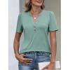 imageANRABESS Womens Short Sleeve Henley V Neck Shirts Dressy Casual 2026 Trendy Tops Business Button Up Blouses Cute Work ClothesSage Green