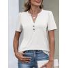 imageANRABESS Womens Short Sleeve Henley V Neck Shirts Dressy Casual 2026 Trendy Tops Business Button Up Blouses Cute Work ClothesWhite