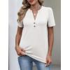 imageANRABESS Womens Short Sleeve Henley V Neck Shirts Dressy Casual 2026 Trendy Tops Business Button Up Blouses Cute Work ClothesWhite