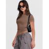 imageANRABESS Womens Short Sleeve Summer T Shirts Crew Neck Slim Fit Basic Tees 2025 Crop Tops Y2k Clothes OutfitsBrown