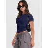 imageANRABESS Womens Short Sleeve Summer T Shirts Crew Neck Slim Fit Basic Tees 2025 Crop Tops Y2k Clothes OutfitsDark Blue