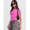 imageANRABESS Womens Short Sleeve Summer T Shirts Crew Neck Slim Fit Basic Tees 2025 Crop Tops Y2k Clothes OutfitsHot Pink