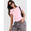 imageANRABESS Womens Short Sleeve Summer T Shirts Crew Neck Slim Fit Basic Tees 2025 Crop Tops Y2k Clothes OutfitsLight Pink