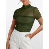 imageANRABESS Womens Summer Sexy Mock Turtle Neck Short Sleeve Tops Sheer Mesh Shirts Slim Blouse Trendy Ruched Going Out OutfitsArmy Green