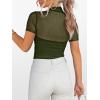 imageANRABESS Womens Summer Sexy Mock Turtle Neck Short Sleeve Tops Sheer Mesh Shirts Slim Blouse Trendy Ruched Going Out OutfitsArmy Green