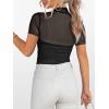 imageANRABESS Womens Summer Sexy Mock Turtle Neck Short Sleeve Tops Sheer Mesh Shirts Slim Blouse Trendy Ruched Going Out OutfitsBlack
