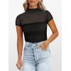 imageANRABESS Womens Summer Sexy Mock Turtle Neck Short Sleeve Tops Sheer Mesh Shirts Slim Blouse Trendy Ruched Going Out OutfitsBlack