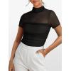 imageANRABESS Womens Summer Sexy Mock Turtle Neck Short Sleeve Tops Sheer Mesh Shirts Slim Blouse Trendy Ruched Going Out OutfitsBlack