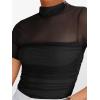imageANRABESS Womens Summer Sexy Mock Turtle Neck Short Sleeve Tops Sheer Mesh Shirts Slim Blouse Trendy Ruched Going Out OutfitsBlack