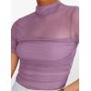 imageANRABESS Womens Summer Sexy Mock Turtle Neck Short Sleeve Tops Sheer Mesh Shirts Slim Blouse Trendy Ruched Going Out OutfitsGray Purple