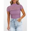 imageANRABESS Womens Summer Sexy Mock Turtle Neck Short Sleeve Tops Sheer Mesh Shirts Slim Blouse Trendy Ruched Going Out OutfitsGray Purple