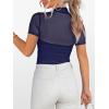 imageANRABESS Womens Summer Sexy Mock Turtle Neck Short Sleeve Tops Sheer Mesh Shirts Slim Blouse Trendy Ruched Going Out OutfitsNavy Blue