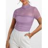 imageANRABESS Womens Summer Sexy Mock Turtle Neck Short Sleeve Tops Sheer Mesh Shirts Slim Blouse Trendy Ruched Going Out OutfitsPurple