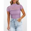 imageANRABESS Womens Summer Sexy Mock Turtle Neck Short Sleeve Tops Sheer Mesh Shirts Slim Blouse Trendy Ruched Going Out OutfitsPurple