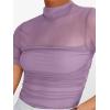 imageANRABESS Womens Summer Sexy Mock Turtle Neck Short Sleeve Tops Sheer Mesh Shirts Slim Blouse Trendy Ruched Going Out OutfitsPurple