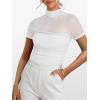imageANRABESS Womens Summer Sexy Mock Turtle Neck Short Sleeve Tops Sheer Mesh Shirts Slim Blouse Trendy Ruched Going Out OutfitsWhite
