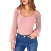 imageANRABESS Women Mesh Long Sleeve Shirts Dressy Casual Blouses Square Neck Ribbed Slim Tops Going Out Date Night Fall OutfitsPink