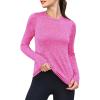 imageANRABESS Womens Long Sleeve Workout Quick Dry Fitted Yoga Gym Athletic ShirtsHot Pink