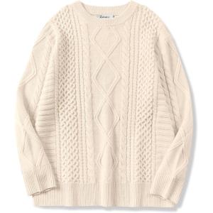 imageANRABESS Sweaters for Women Oversized Cable Knit Fall Long Sleeve Crewneck Casual Pullover Sweater Tops 2025 Winter OutfitsApricot