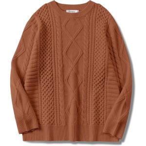 imageANRABESS Sweaters for Women Oversized Cable Knit Fall Long Sleeve Crewneck Casual Pullover Sweater Tops 2025 Winter OutfitsRust Orange