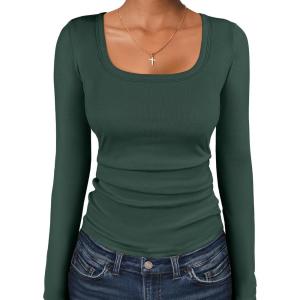 imageANRABESS Women Long Sleeve Thermal Top Scoop Neck Slim Fit Fleece Shirts Basic Tee Casual 2025 Fall Winter Warm UndershirtsDeep Green