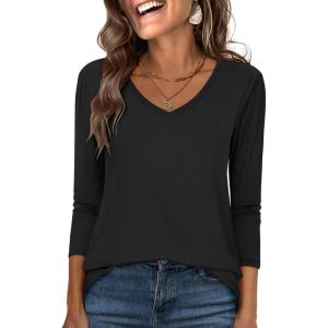 imageANRABESS Womens Long Sleeve Shirts Casual V Neck Basic Tee Tshirts Loose Fit Curved Hem Tunic Top 2025 Fall OutfitsBlack