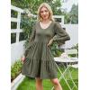 imageANRABESS Dresses for Women Casual Lace Long Sleeve V Neck Tiered Swing Flowy Loose Aline Mini Short 2025 Fall Vacation DressArmy Green
