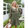 imageANRABESS Dresses for Women Casual Lace Long Sleeve V Neck Tiered Swing Flowy Loose Aline Mini Short 2025 Fall Vacation DressArmy Green