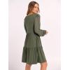 imageANRABESS Dresses for Women Casual Lace Long Sleeve V Neck Tiered Swing Flowy Loose Aline Mini Short 2025 Fall Vacation DressArmy Green