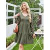 imageANRABESS Dresses for Women Casual Lace Long Sleeve V Neck Tiered Swing Flowy Loose Aline Mini Short 2025 Fall Vacation DressArmy Green