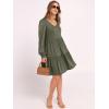 imageANRABESS Dresses for Women Casual Lace Long Sleeve V Neck Tiered Swing Flowy Loose Aline Mini Short 2025 Fall Vacation DressArmy Green