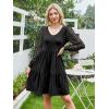 imageANRABESS Dresses for Women Casual Lace Long Sleeve V Neck Tiered Swing Flowy Loose Aline Mini Short 2025 Fall Vacation DressBlack