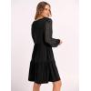 imageANRABESS Dresses for Women Casual Lace Long Sleeve V Neck Tiered Swing Flowy Loose Aline Mini Short 2025 Fall Vacation DressBlack
