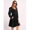 imageANRABESS Dresses for Women Casual Lace Long Sleeve V Neck Tiered Swing Flowy Loose Aline Mini Short 2025 Fall Vacation DressBlack