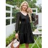 imageANRABESS Dresses for Women Casual Lace Long Sleeve V Neck Tiered Swing Flowy Loose Aline Mini Short 2025 Fall Vacation DressBlack