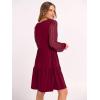 imageANRABESS Dresses for Women Casual Lace Long Sleeve V Neck Tiered Swing Flowy Loose Aline Mini Short 2025 Fall Vacation DressBurgundy