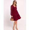imageANRABESS Dresses for Women Casual Lace Long Sleeve V Neck Tiered Swing Flowy Loose Aline Mini Short 2025 Fall Vacation DressBurgundy