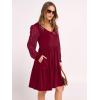 imageANRABESS Dresses for Women Casual Lace Long Sleeve V Neck Tiered Swing Flowy Loose Aline Mini Short 2025 Fall Vacation DressBurgundy
