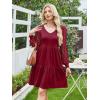 imageANRABESS Dresses for Women Casual Lace Long Sleeve V Neck Tiered Swing Flowy Loose Aline Mini Short 2025 Fall Vacation DressBurgundy