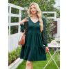 imageANRABESS Dresses for Women Casual Lace Long Sleeve V Neck Tiered Swing Flowy Loose Aline Mini Short 2025 Fall Vacation DressDeep Green