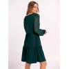 imageANRABESS Dresses for Women Casual Lace Long Sleeve V Neck Tiered Swing Flowy Loose Aline Mini Short 2025 Fall Vacation DressDeep Green