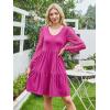 imageANRABESS Dresses for Women Casual Lace Long Sleeve V Neck Tiered Swing Flowy Loose Aline Mini Short 2025 Fall Vacation DressHot Pink