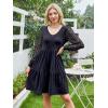 imageANRABESS Dresses for Women Casual Lace Long Sleeve V Neck Tiered Swing Flowy Loose Aline Mini Short 2025 Fall Vacation DressNavy Blue