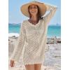 imageANRABESS Swimsuit Cover Up for Women Crochet Bathing Suit 2026 Summer Swimwear V Neck Mesh Knit Beach Dress Vacation OutfitsBeige